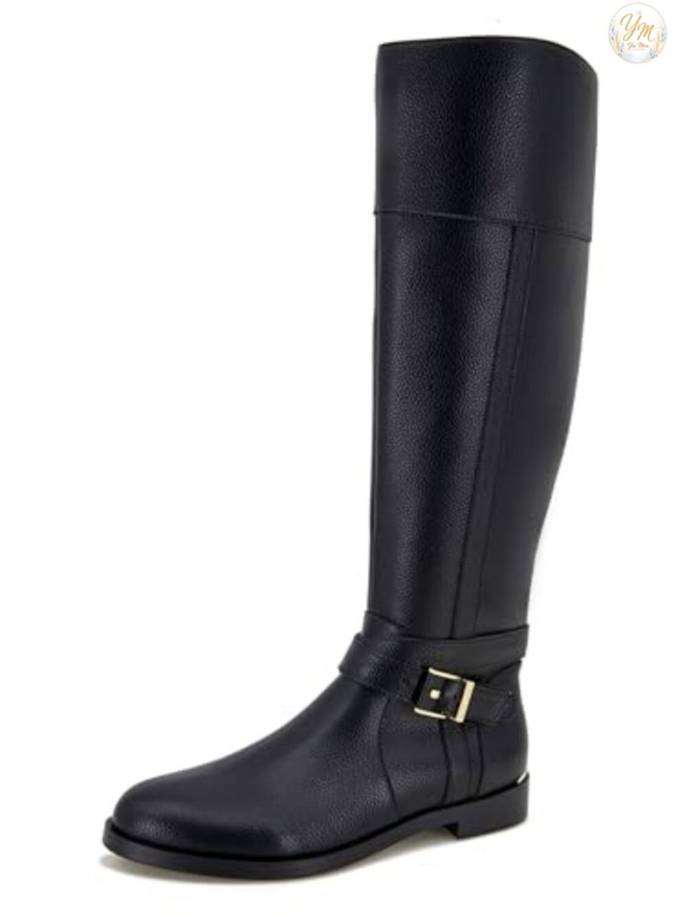 Women's Leather Knee High Equestrian Riding Boots Block Heel Slip On